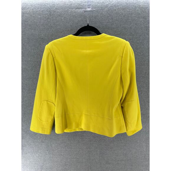 Trina Turk Women's sz M/8 *see desc 3/4 sleeve Yellow Blazer Officewear Vacation - Picture 6 of 12